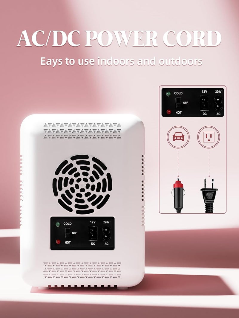 Bogda Mini Skincare Fridge (4 Liter/6 Can) with Dimmable LED Light Mirror, Cooler and Warmer for Refrigerating Make Up, Skin Care and Food, Portable Mini Fridge for Bedroom, Office and Car, White - Image 5